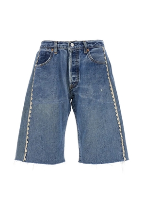 B SIDES Lasso lace frayed bermuda shorts - Blue