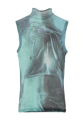 Jean Paul Gaultier graphic-print high-neck tank top - Blue