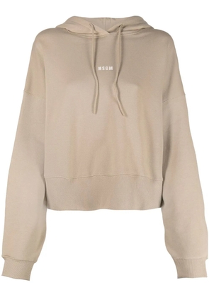 MSGM logo-print drawstring hoodie - Neutrals