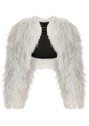 Dolce & Gabbana KIM DOLCE&GABBANA feather-trim bolero jacket - Grey