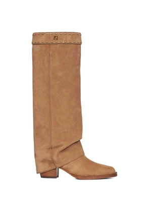 FENDI Minerva FF-logo knee boots - Neutrals