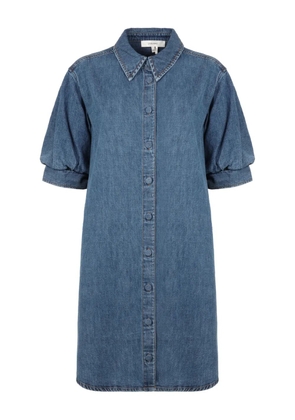 FRAME puffed-shoulder denim shirtdress - Blue