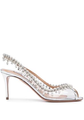 Aquazzura embellished-trim open-toe pumps - Silver