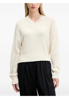 HUGO Bold Happy heart v-neck sweater - Neutrals