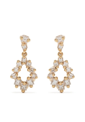 Suzanne Kalan 18kt yellow gold Princess diamond pear drop earrings