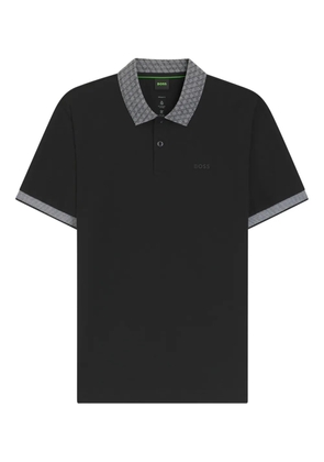 BOSS patterned-collar polo shirt - Black