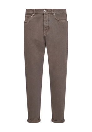 Brunello Cucinelli logo-patch five-pocket jeans - Brown