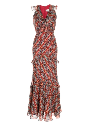 Saloni Rita geometric-pattern print dress - Orange