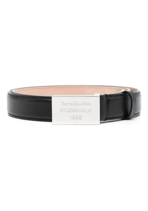Acne Studios logo-engraved leather belt - Black