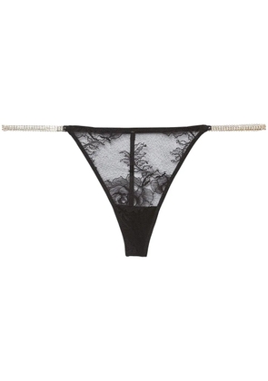 Fleur Du Mal Crystal Bouquet lace V-string - Black