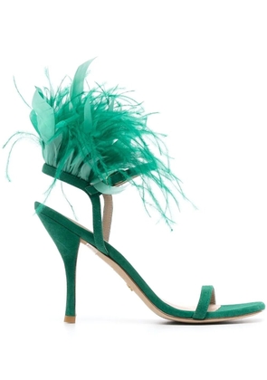 Stuart Weitzman Plume 100mm feather-detail sandals - Green