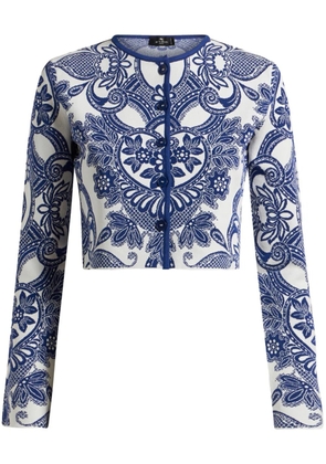ETRO paisley-intarsia cardigan - Blue