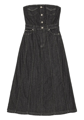 GANNI Fluffy denim midi dress - Black
