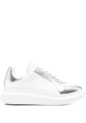 Alexander McQueen Oversized metallic-panel leather sneakers - White