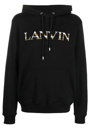 Lanvin embroidered-logo pouch-pocket hoodie - Black