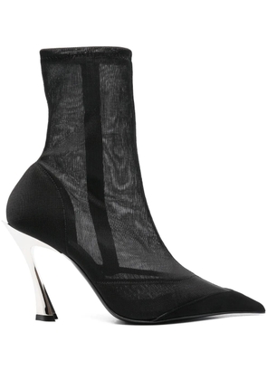 Mugler 95mm mesh ankle boots - Black