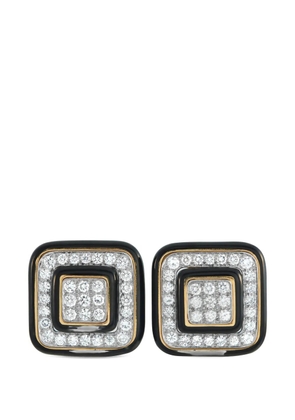 David Webb diamond squared clip-on earrings - Gold
