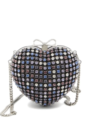 Self-Portrait crystal-embellished heart clutch bag - Black