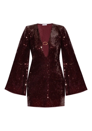 Oséree sequin-embellished deep-V mini dress - Red