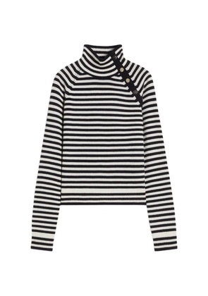 Max Mara Paniere striped button roll-neck sweater - White