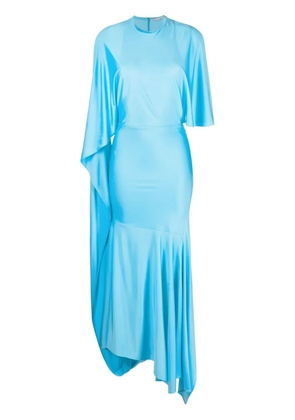 Stella McCartney cape-sleeve asymmetric maxi dress - Blue