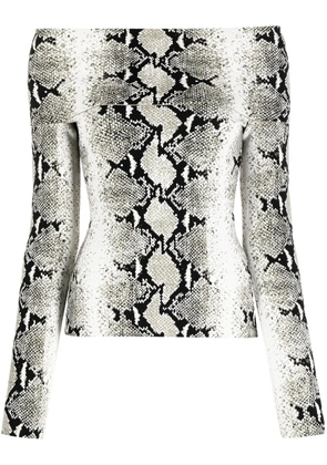 KHAITE snakeskin-print off-shoulder top - White
