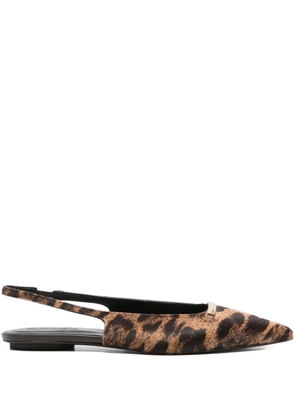Tod's leopard-print slingback flat pumps - Brown