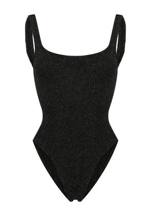 Hunza G square-neck shirred swimsuit - Black