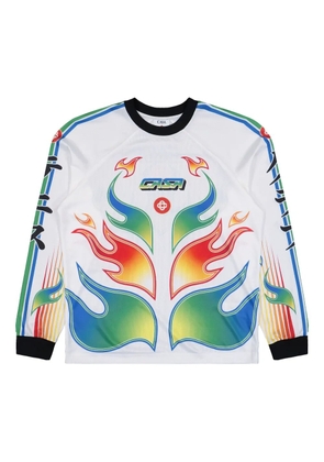 Casablanca Flame Laurel ribbed-cuff T-shirt - White