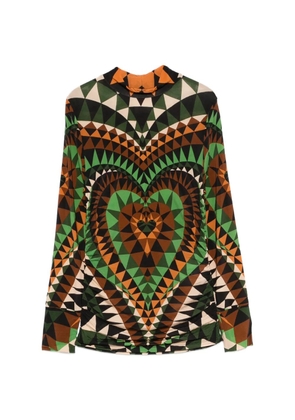 FARM Rio geometric heart print top - Green