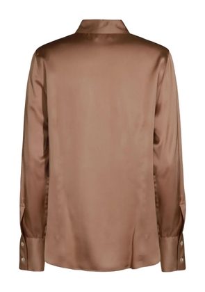 Glanshirt satin-effect long-sleeve shirt - Brown