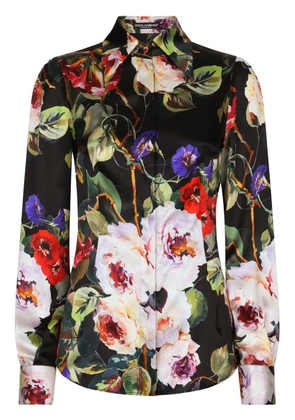 Dolce & Gabbana floral-print long-sleeve shirt - Black