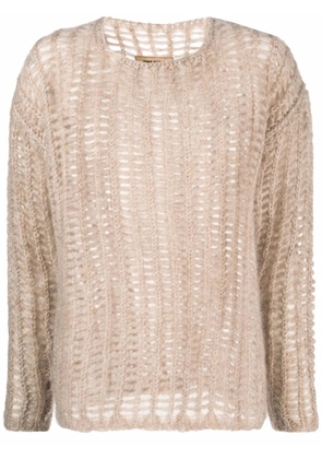 Uma Wang open-knit crew neck jumper - Neutrals