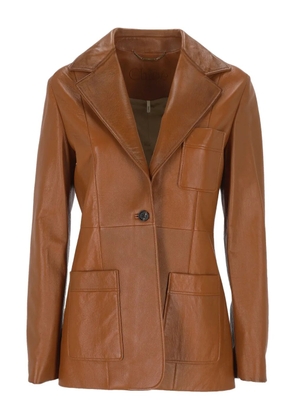 Chloé patch-pocket leather jacket - Brown