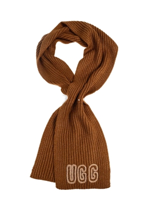 UGG ribbed logo scarf - Brown