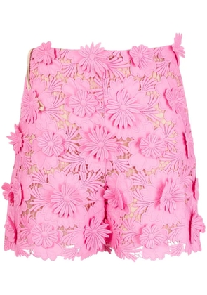 Oscar de la Renta floral-lace high-waisted shorts - Pink