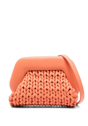 Themoirè cable knit leather satchel bag - Orange