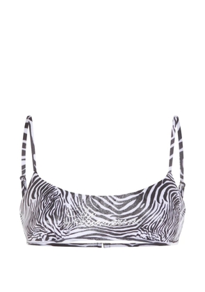 Blumarine zebra-print bikini top - White