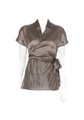 Rick Owens tie-detail short-sleeve blouse - Brown