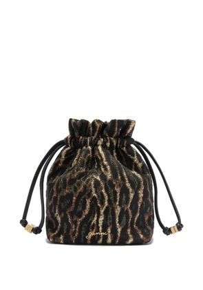 GANNI drawstring logo-detail bucket bag - Black