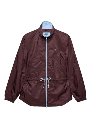 Prada stand-up collar triangle logo jacket - Red