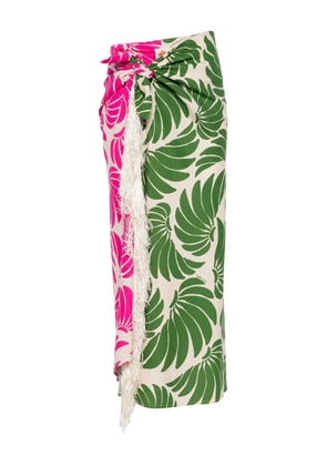 FARM Rio fringe floral-print skirt - Green