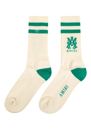 AMIRI logo-jacquard socks - White