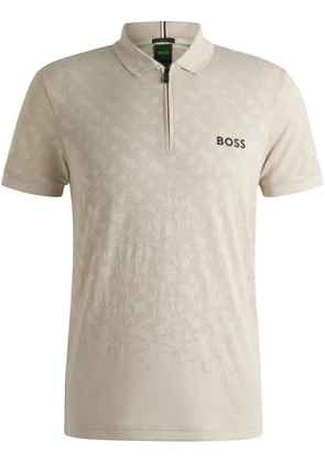 BOSS monogram-pattern polo shirt - Neutrals