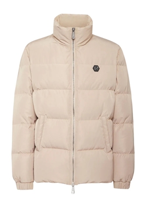 Philipp Plein logo-plaque puffer jacket - Neutrals