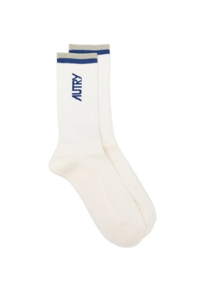 Autry logo stripe socks - White
