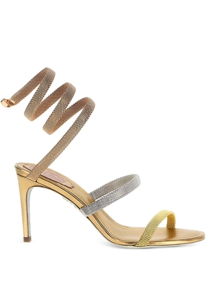 René Caovilla 105mm Cleo spiral-strap metallic sandals - Gold
