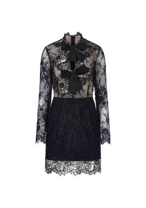 Mia Peculiar lace bows-embellishment mini dress - Black