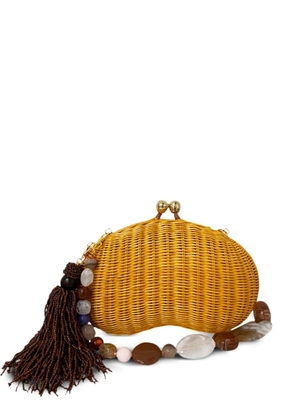 SERPUI Claire wicker clutch bag - Yellow