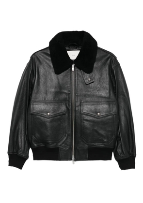 DUNST zip-up lambskin bomber jacket - Black